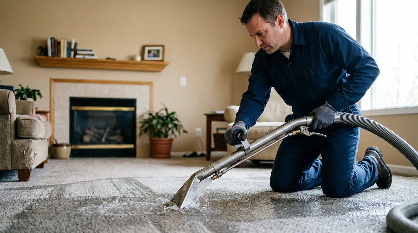 Water damage restoration technician working near Chillicothe, TX